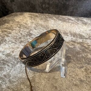 Vintage Silver Engraved Hinged Bangle Bracelet, Made in Germany